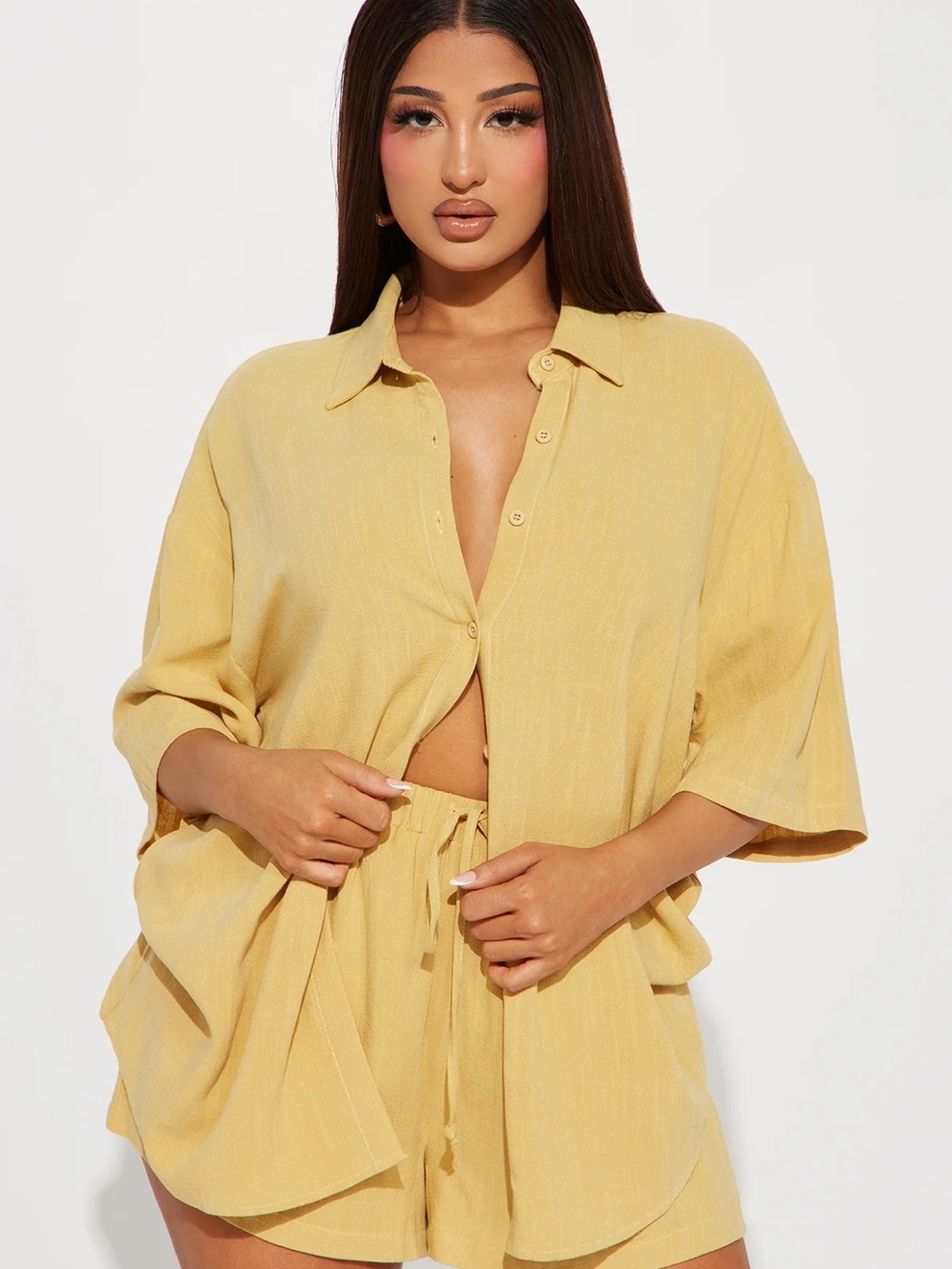 Fashion Nova Yellow Shorts Set